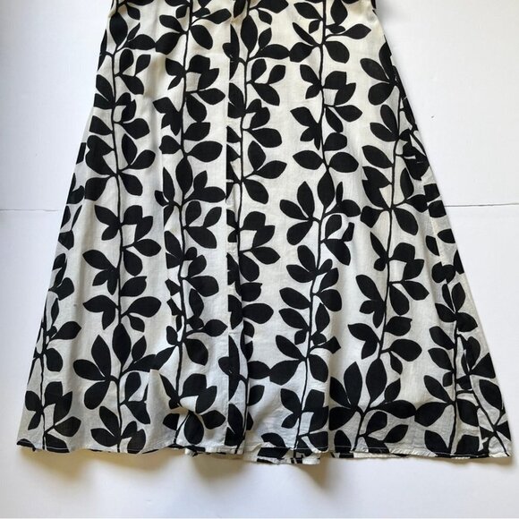 Chaudry KC Midi Dress Cream Black Floral 100% Cotton V Neck Lined Y2K 90s Sz  S - Picture 16 of 16